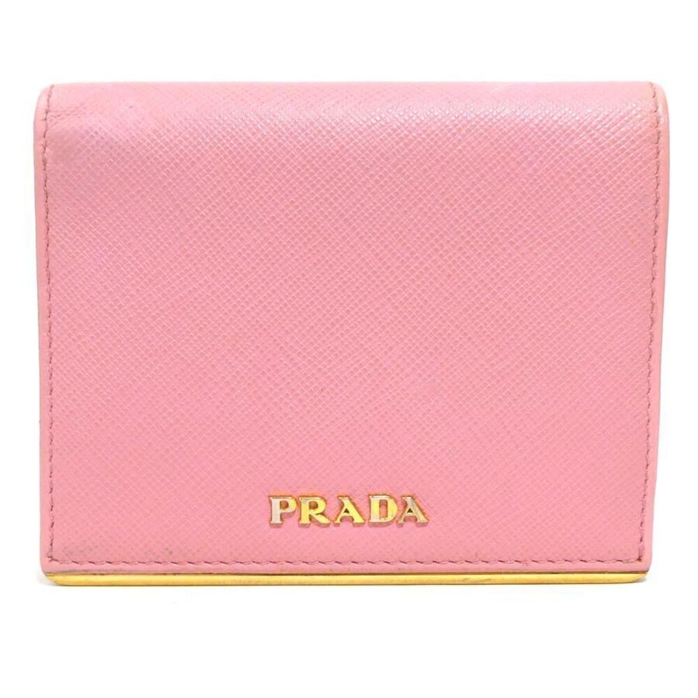 Prada Bi fold Wallet Leather Pink